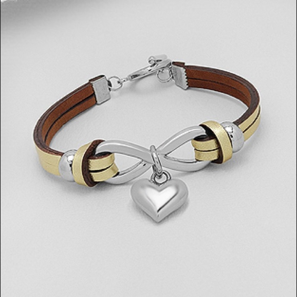 NEW- 💯% Leather Stainless Steel Infinity Bracelet